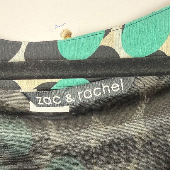 Zac & Rachel Casual Teal & Black Polka Dot Extra Large Long Sleeve Blouse - Picture 3 of 11